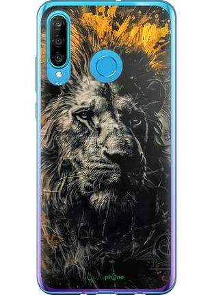 Чехол на huawei p30 lite лев в золотых красках "6155u-1651-10746"