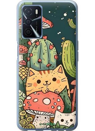 Чехол на oppo a16 коты грибы оппо а16