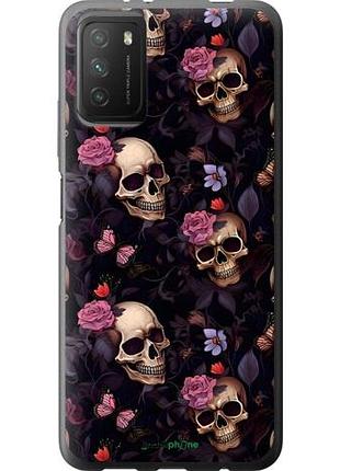 Чехол на xiaomi poco m3 черепа и розы сяоми поко м3