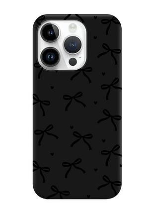 Матовий чорний чохол на apple iphone 14 pro бантики (принт 405)