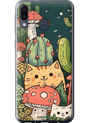Чехол на samsung galaxy m20 коты грибы самсунг м20