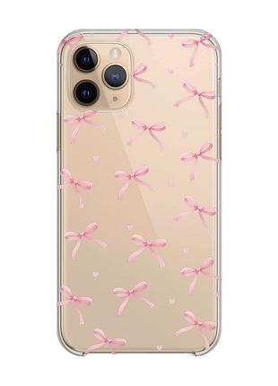 Прозрачный чехол на apple iphone 11 pro (5,8) бантики (принт 404)