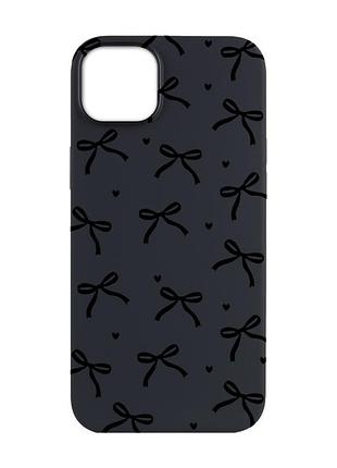 Матовий чорний чохол на apple iphone 14 plus бантики (принт 405)