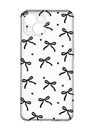 Прозорий чохол із захистом камер на iphone 15 plus бантики (принт 405)