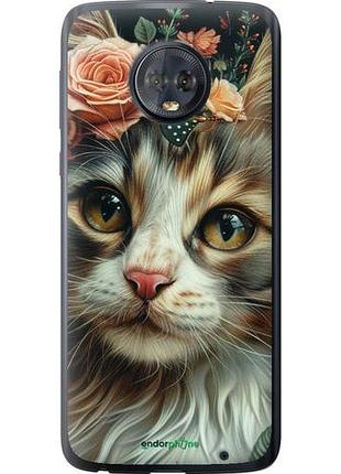 Чехол на motorola moto g6 plus cats and flowers "6069u-976-10746"