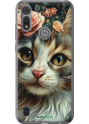 Чехол на motorola e6s cats and flowers "6069u-2001-10746"
