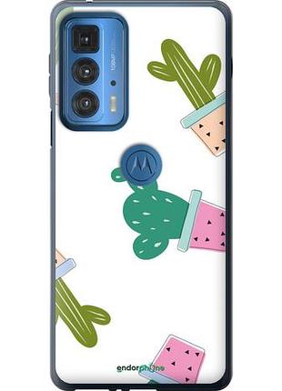 Чехол на motorola edge 20 pro кактусы в горшочках "3968u-2662-10746"