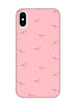 Матовий рожевий чохол на iphone x / xs бантики (принт 404)