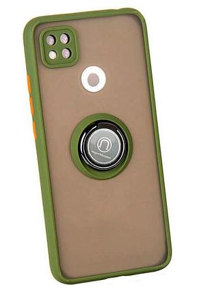 Чехол fiji colorframe для xiaomi redmi 10a матовый бампер с кольцом подставкой khaki