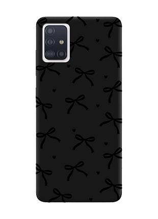 Матовый черный чехол на samsung galaxy a51 бантики (принт 405)