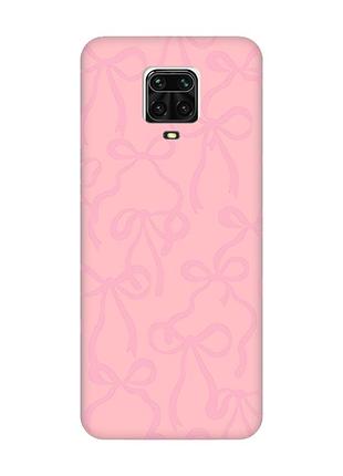 Матовый розовый чехол на xiaomi redmi note 9 pro / 9s / 9 pro max бантики (принт 406)