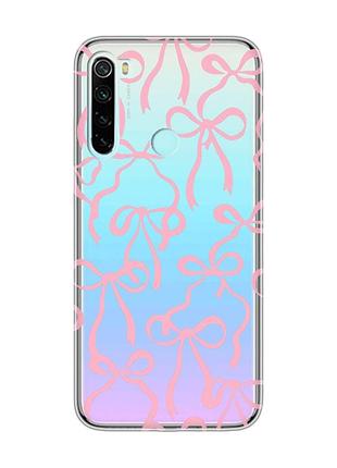 Прозорий чохол на xiaomi redmi note 8 бантики (принт 406)