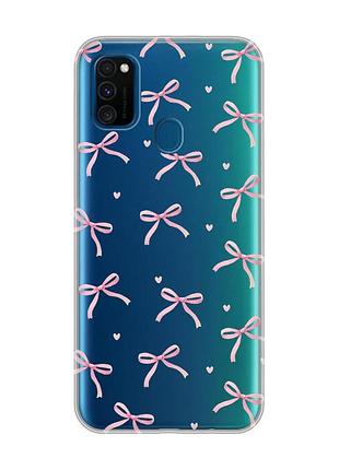 Прозрачный чехол на samsung galaxy m30s/m21 бантики (принт 404)