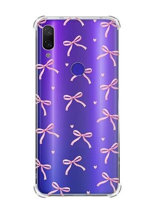 Чохол з потовщеними кутами на xiaomi redmi note 7/note 7 pro бантики (принт 404)
