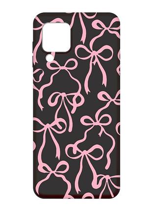 Матовый черный чехол на samsung galaxy m32 / a22 / m22 4g бантики (принт 406)