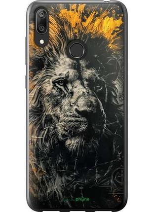 Чехол на huawei y7 2019 лев в золотых красках "6155u-1638-10746"