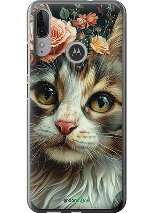 Чехол на motorola moto e6 plus cats and flowers "6069u-1780-10746"
