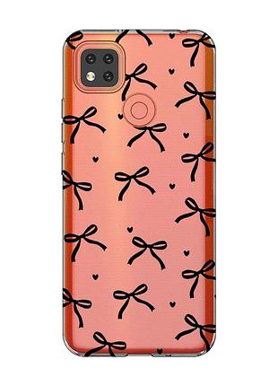 Прозрачный чехол на xiaomi redmi 9c/10a бантики (принт 405)