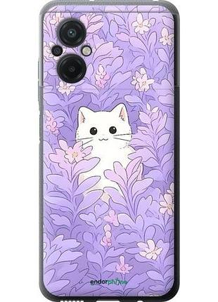 Чохол на xiaomi poco m5 котик у квітах