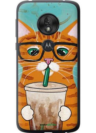 Чехол на motorola moto g7 play зеленоглазый кот в очках "4054u-1656-10746"