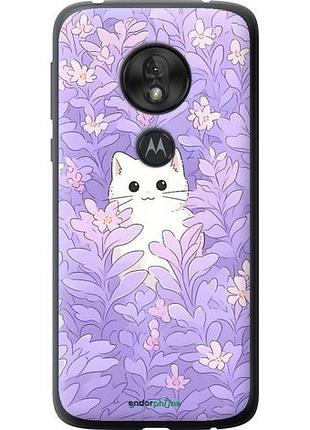 Чехол на motorola moto g7 play котик в цветах моторола мото г7 плей