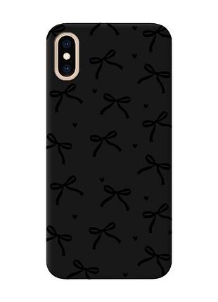 Матовый черный чехол на iphone xs max бантики (принт 405)