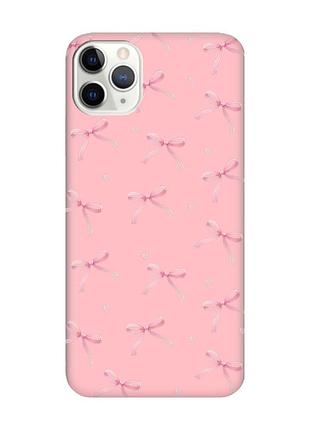 Матовий рожевий чохол на iphone 11 pro max (6.5) бантики (принт 404)