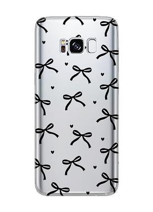 Прозрачный чехол на samsung s8 бантики (принт 405)