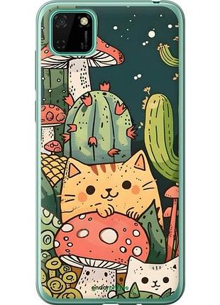 Чехол на huawei y5p коты грибы хуавей у5p