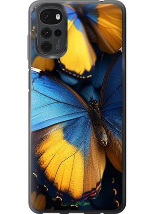 Чехол на motorola g22 желто-голубые бабочки "6046u-2681-10746"