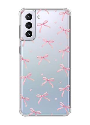 Чохол з потовщеними кутами на samsung galaxy s21 plus бантики (принт 404)
