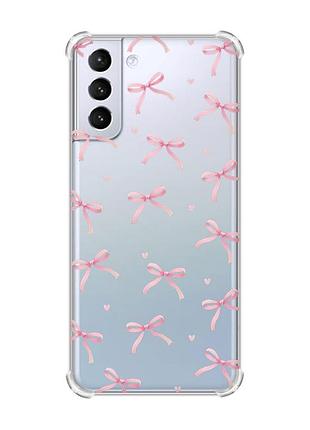 Чехол с утолщёнными углами на samsung galaxy s21 (g991) бантики (принт 404)