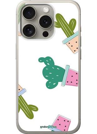 Чехол на iphone 15 pro кактусы в горшочках "3968u-3096-10746"