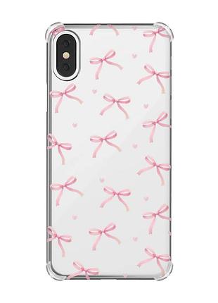 Чехол с утолщёнными углами на iphone x/xs бантики (принт 404)
