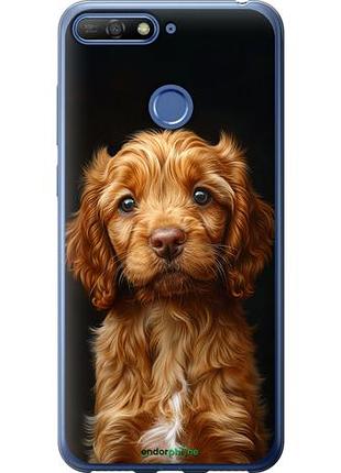 Чехол на huawei y6 prime 2018 cocker spaniel на черном фоне "6137u-1441-10746"