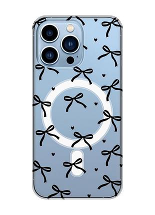 Магнитный чехол на iphone 13 pro max с поддержкой magsafe бантики (принт 405)