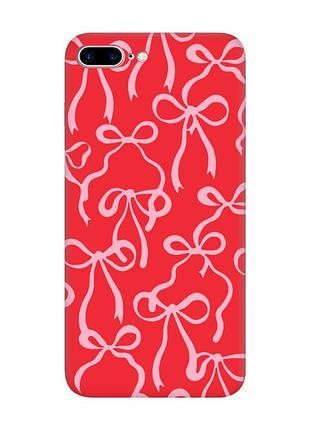 Матовый красный чехол на iphone 7 plus / 8 plus бантики (принт 406)