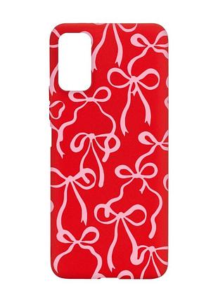 Матовый красный чехол на xiaomi redmi note 11 4g бантики (принт 406)