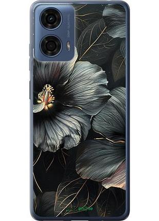 Чехол на motorola moto g24 power черные цветы "6031u-3665-10746"