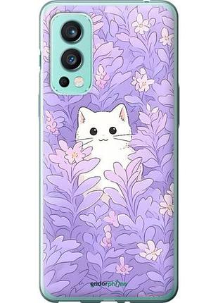 Чохол на oneplus nord 2 котик у квітах