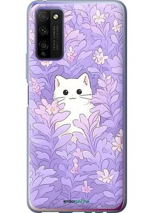 Чехол на huawei honor 30 lite котик в цветах хуавей хонор 30 лайт