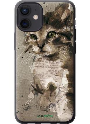 Чехол на iphone 12 mini котёнок из пятен и линий "119u-2071-10746"