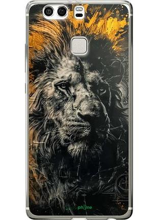 Чехол на huawei p9 plus лев в золотых красках "6155u-300-10746"