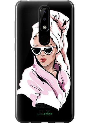 Чехол на nokia 5.1 plus девушка в очках 2 "4714u-1543-10746"