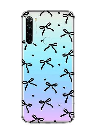 Прозорий чохол на xiaomi redmi note 8 бантики (принт 405)