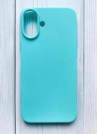Силиконовый матовый чехол на iphone 16 plus бирюзовый
