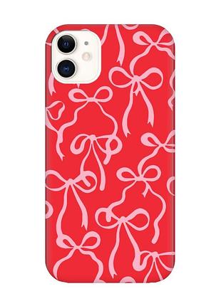 Матовий червоний чохол на apple iphone 11 (6.1) бантики (принт 406)