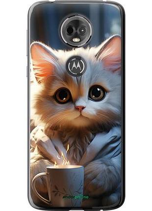Чехол на motorola moto e5 plus white cat "5646u-1412-10746"