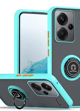 Чехол fiji colorframe для xiaomi redmi note 13 pro plus 5g матовый бампер с кольцом подставкой turquoise