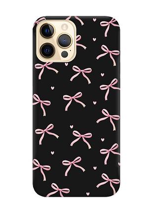 Матовий чорний чохол на apple iphone 12 pro max бантики (принт 404)